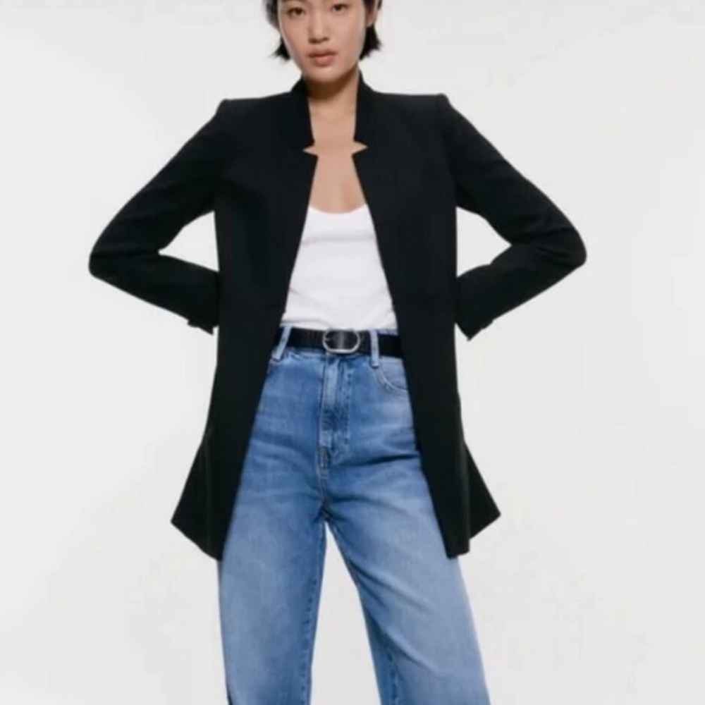 Zara Basic Inverted Lapel Longline Blazer